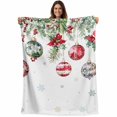 thumbnail image 1 of Christmas Balls Throw Blankets, Vintage Watercolor Floral Evergreen Soft Fleece Blanket Decorative for Home Sofa Couch Chair Living Bedroom, 40x50 inches, White, 1 of 8