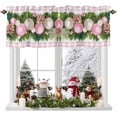 thumbnail image 1 of Christmas Balls Valances for Windows, 54 x 18in, Pink Yellow Trees Pink White Plaid Rod Pocket Kitchen Valance Curtain Light Filtering Window Treatments for Living Room Bedroom, 1 Panel, 1 of 7