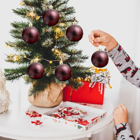 Christmas Balls for Christmas Decoration, 6 Pack Flocked Christmas Ball Tree Decoration Ornament Set