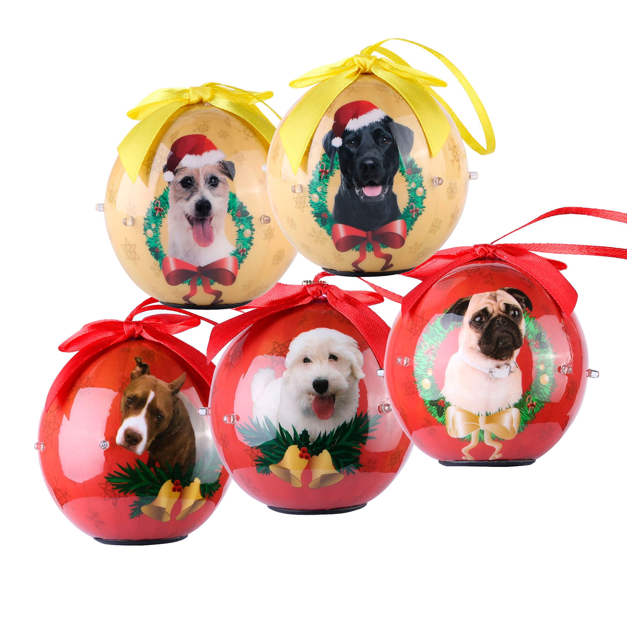 Christmas Balls with Sparkling Light and Pet Face for Christmas Tree Home Décor