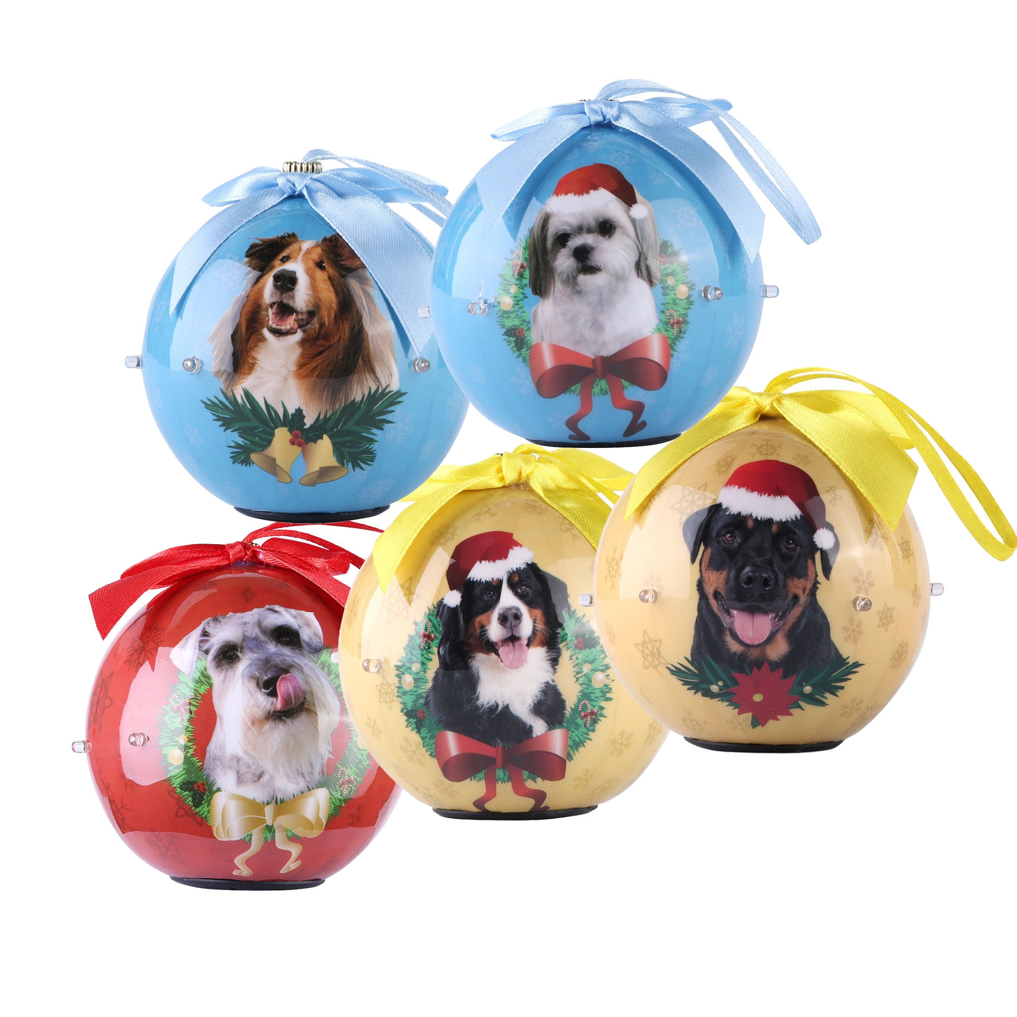Christmas Balls with Sparkling Light and Pet Face for Christmas Tree Home Décor