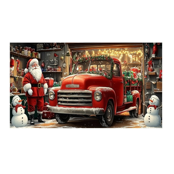 Christmas Banner Garage Door Decorations Christmas Decoration Winter Large Door Cover Decoration Indoor Outdoor For Christmas Holiday Party Supplies Flags_ Banners & Accessories Easy To Use