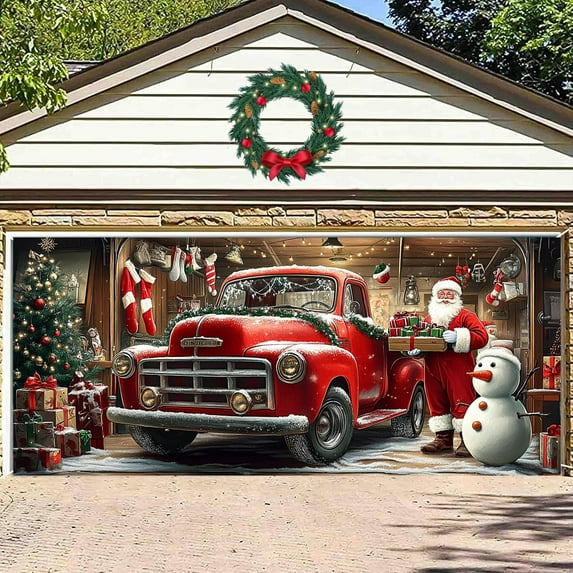 Christmas Banner Garage Door Decorations Christmas Decoration Winter Large Door Cover Decoration Indoor Outdoor For Christmas Holiday Party Supplies Flags_ Banners & Accessories Home Decor