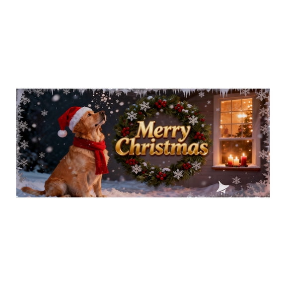 Christmas Banner Large Hanging Banner Festive Holiday for Wall Fireplace Mantel Indoor Outdoor Seasonal Party with Merry Xmas Greetings