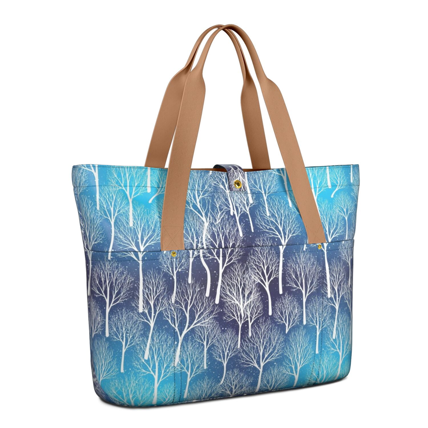 Christmas Bare Tree Snow Pattern Large Tote Bag for Women, Polyester ...
