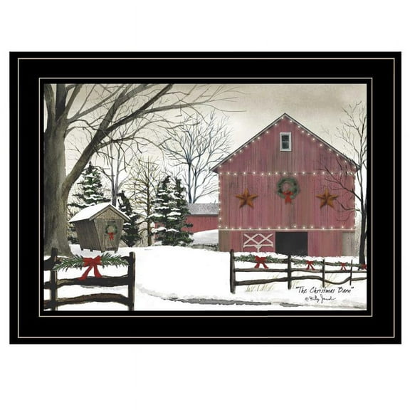 TrendyDecor4U Christmas Barn By Billy Jacobs Wall Art BJ147-704G