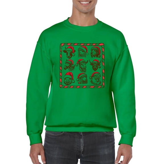 Christmas Barnyard Animals - Holiday Men's Sweatshirt