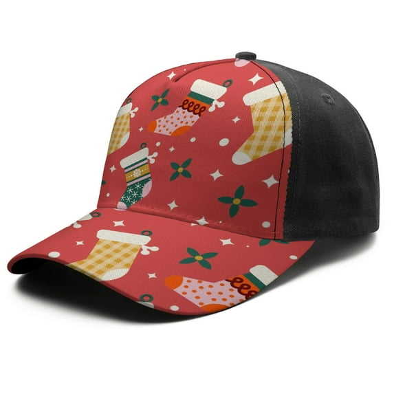 Christmas Baseball Cap – Stylish Spliced Design Adjustable Trucker Hat with Full Print Front & Brim, Breathable Cotton Blend Snapback for Sports, Travel & Daily Wear