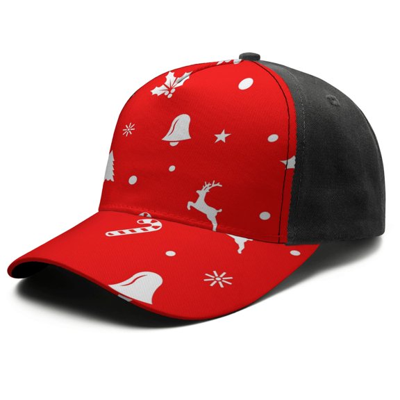 Christmas Baseball Cap – Stylish Spliced Design Adjustable Trucker Hat with Full Print Front & Brim, Breathable Cotton Blend Snapback for Sports, Travel & Daily Wear