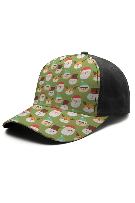 Christmas Baseball Cap – Stylish Spliced Design Adjustable Trucker Hat with Full Print Front & Brim, Breathable Cotton Blend Snapback for Sports, Travel & Daily Wear