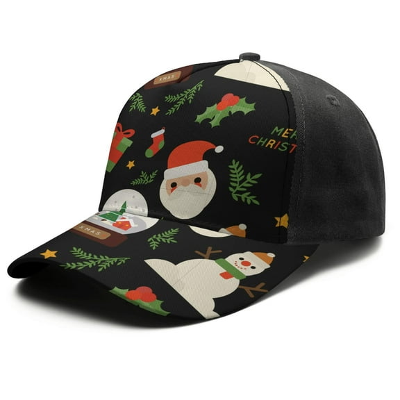 Christmas Baseball Cap – Stylish Spliced Design Adjustable Trucker Hat with Full Print Front & Brim, Breathable Cotton Blend Snapback for Sports, Travel & Daily Wear