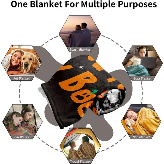 Christmas Basket Blanket for Her Him, Spooky Basket Stuffers Blanket, Nightmare Before Christmas Blanket, Halloween Throw Blanket for Women Men Boo Basket Stuffers for Girlfriend 50x60