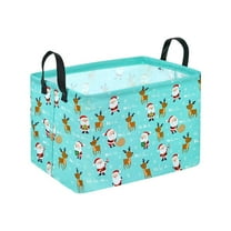 Christmas Basket for Kids Gifts Santa Claus Snowman Storage Baskets Collapsible Nursery Hamper Waterproof Clothes Toy Bin Book Shelf Gift Basket Cube Xmas Party Decor Cute Christmas Tree Basket