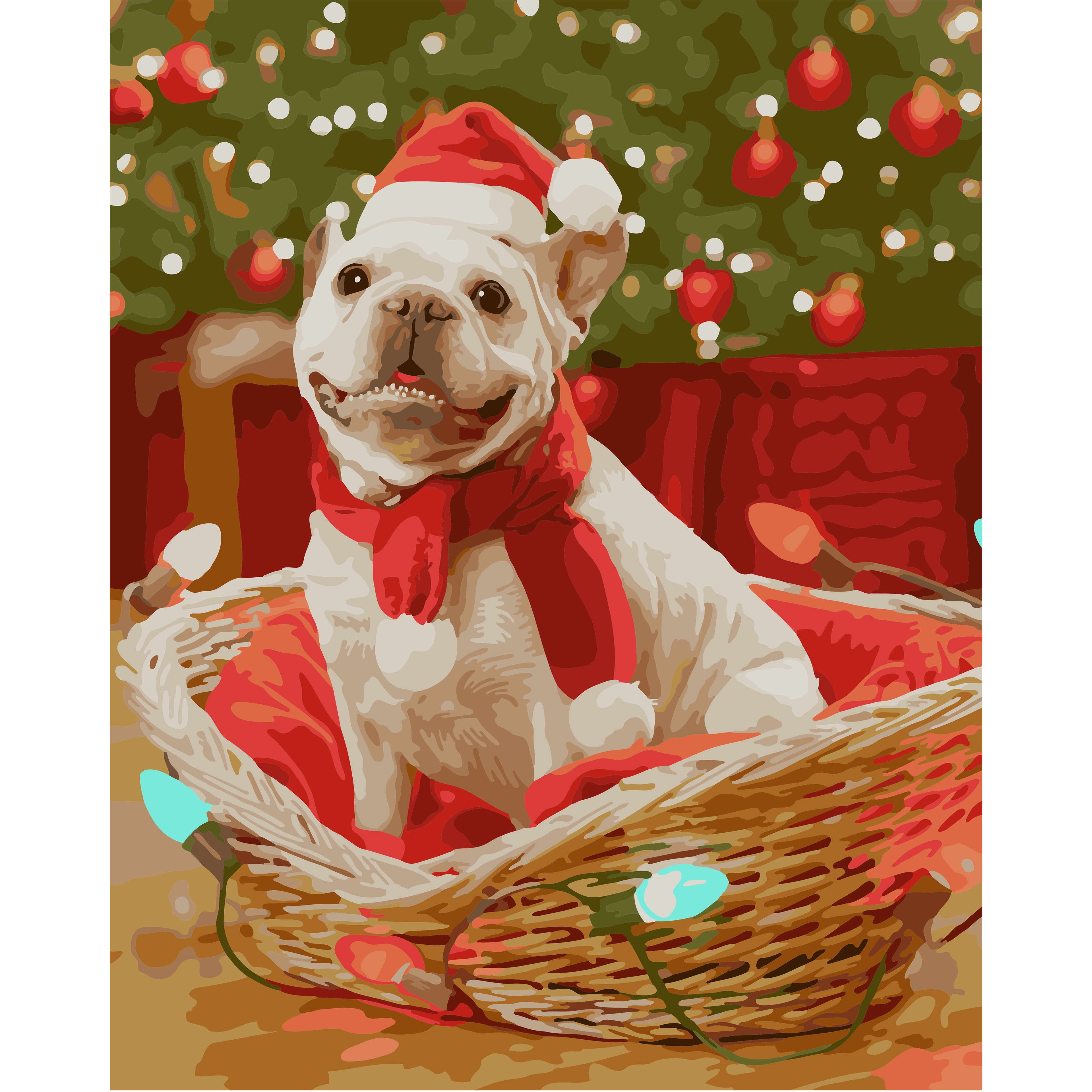 Christmas Basket Puppy Paint by Number Kit by Artist's Loft - Christmas Craft Kits
