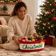 thumbnail image 1 of Christmas Baskets for Gifts Empty to Fill-- Cotton Rope Storage Basket with Handle, 11" × 5" Embroidered Christmas Storage Bin, for Gift Hamper Tabletop & Holiday Xmas Home Decor, 1 of 7