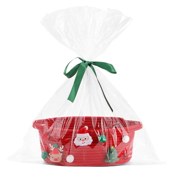 Christmas Baskets for Gifts Empty Woven Gift Basket Small Storage Container for Xmas Holiday Party Organizing Fruit Candy