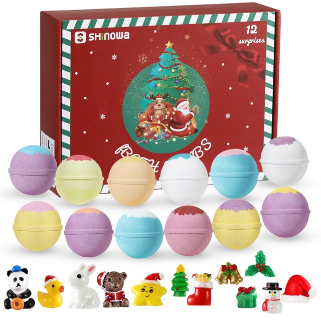 Christmas Bath Bombs for Kids with Surprise Toys Inside,Set of 12