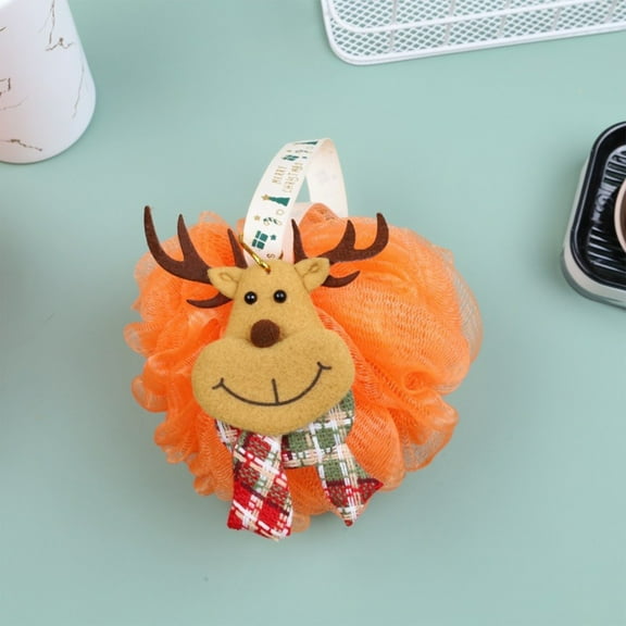 Christmas Bath Loofah, Christmas Bath Character Loofahs Elk Xmas Tree Mesh Pouf Christmas Shower Loofah Sponge Body Scrubber Exfoliator for Women