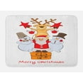 thumbnail image 1 of Christmas Bath Mat, Funny Company of Santa Claus Snowmen and Reindeer Xmas Joy Cartoon, Plush Bathroom Decor Mat with Non Slip Backing, 29.5" X 17.5", White Vermilion Mustard, by Ambesonne, 1 of 2