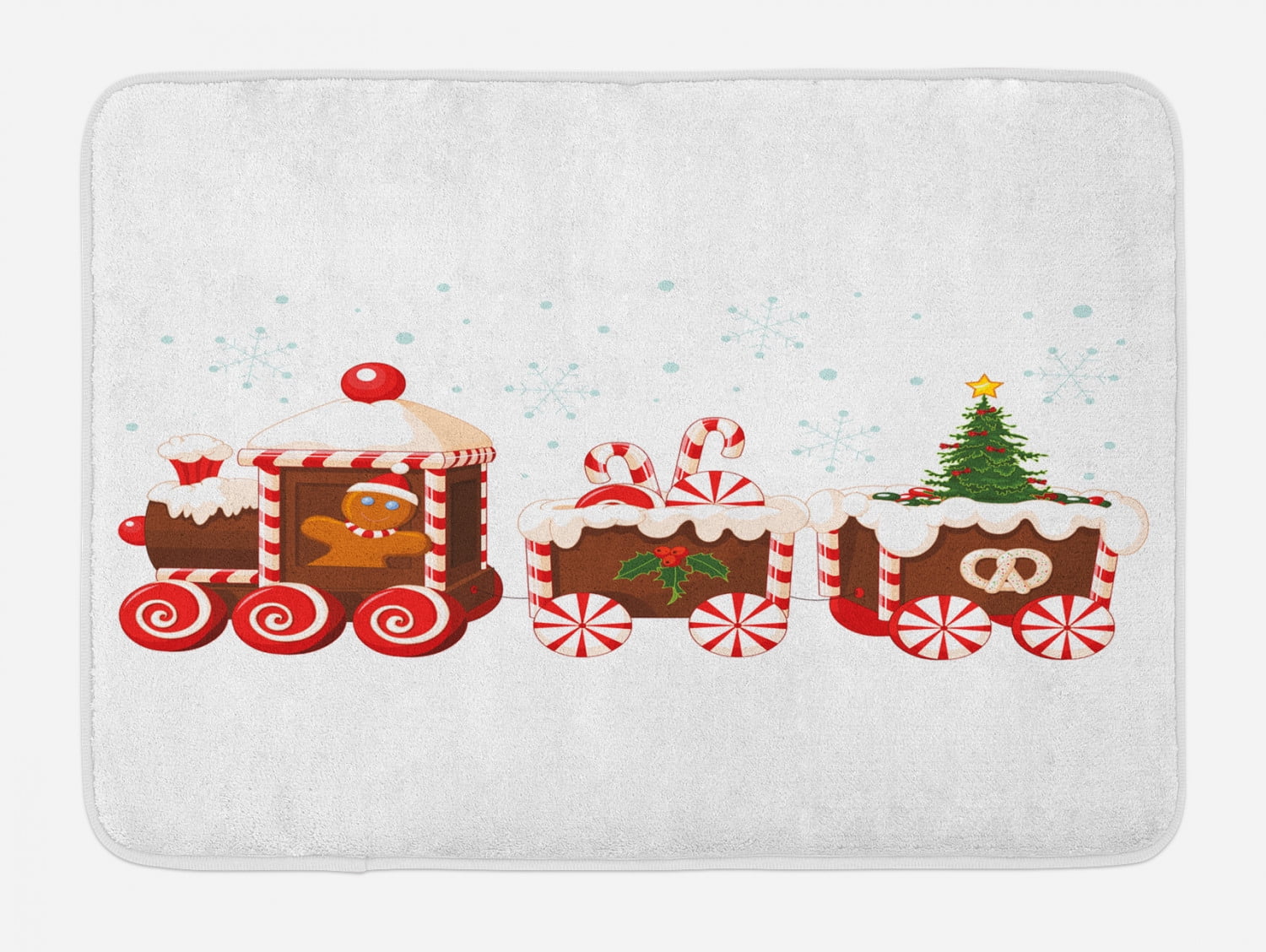 Christmas Train Gingerbread Non-Slip Plush Bath Mat
