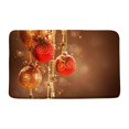 Christmas Bath Rug and Mat Set for Winter Cute Snowman Snowflake Balls