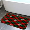 thumbnail image 1 of Christmas Bath Rugs, Funny Xmas Red Green Plaid Checkered Snowflake Area Rug for Floor, Bathtub Bathroom Modern Bath Mat Rugs for Bathroom Non-Slip, 17X48in, 1 of 2