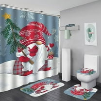 Christmas Bath Sets Shower Curtain set and 3Pcs Bathroom Rugs and Mats Sets Buffalo Plaid Christmas Tree Shower Curtain Bathroom Decor Set Farmhouse (Christmas Gnomes 02)