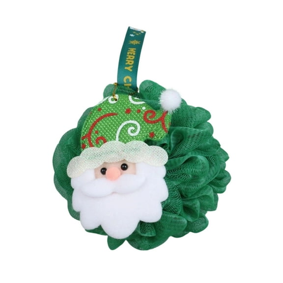 ‌Christmas Bath Sponge Shower Loofahs - 5.51in Holiday Bath Balls with Santa/Snowman/Elk Designs,Merry Christmas Decor & Gentle Cleansing‌