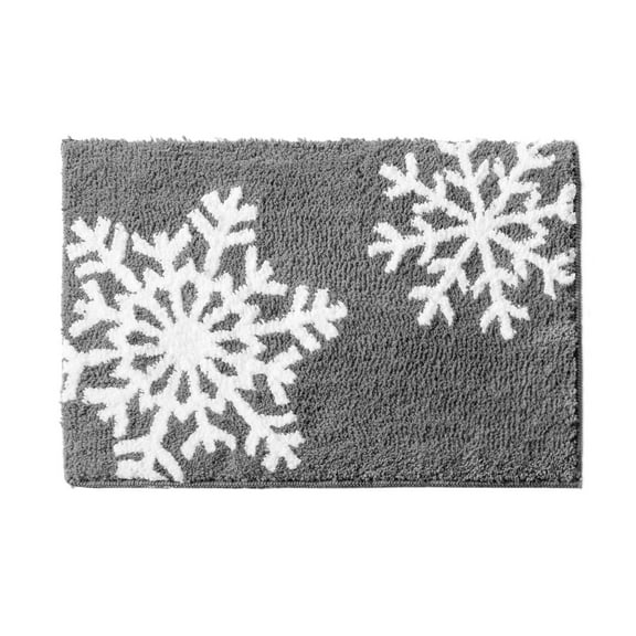 Christmas Bathroom Decor Bathroom Rugs Cute Bath Mat Non-Slip White Snow Christmas Home Decorations Microfiber Absorbent Shower Rug for Bathtub, 15.75" x 23.62"