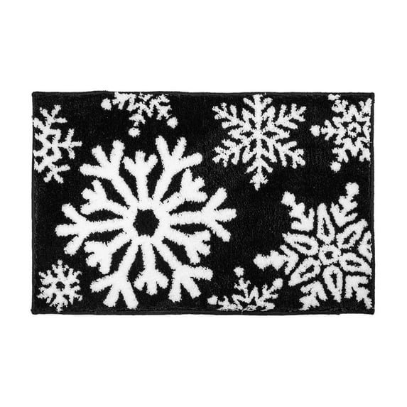 Christmas Bathroom Decor Bathroom Rugs Cute Bath Mat Non-Slip White Snow Christmas Home Decorations Microfiber Absorbent Shower Rug for Bathtub, 15.75" x 23.62"