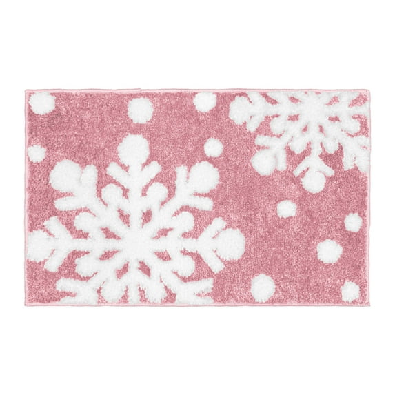 Christmas Bathroom Decor Bathroom Rugs Cute Bath Mat Non-Slip White Snow Christmas Home Decorations Microfiber Absorbent Shower Rug for Bathtub, 19.69" x 31.50"
