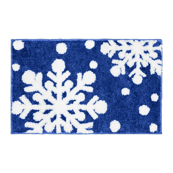 Christmas Bathroom Decor Bathroom Rugs Cute Bath Mat Non-Slip White Snow Christmas Home Decorations Microfiber Absorbent Shower Rug for Bathtub, 19.69" x 31.50"