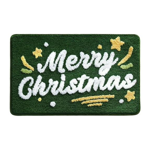 Christmas Bathroom Decor Green Bathroom Rugs Runner Cute Bath Mat Non-Slip Merry Christmas Home Decorations Microfiber Absorbent Kitchen Rug for Entryway, 24”x16”