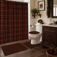 thumbnail image 1 of Christmas Bathroom Decor Set with Waterproof Polyester Shower Curtain, Bath Mat, U-Shaped Toilet Rug, and Seat Cover in Red Plaid, 1 of 8
