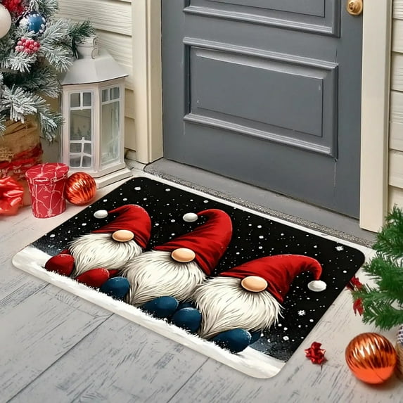 Christmas Bathroom Mat 16x24 Inches, Stain-Resistant Easy Clean Non-Slip Floor Rug, Holiday Themed Decor for Bath & Entryway C