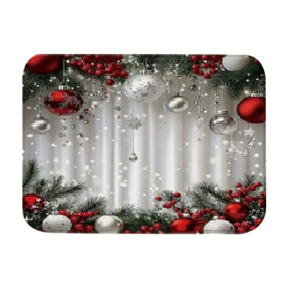 Christmas Bathroom Mat Set, Polyester Anti Slip Shower Mat And Curtain, Christmas Bathroom Mat And Shower Curtain Set, Anti-Slip Floor Mats, U-Shaped Toilet Mat, Festive Holiday Decor, Christmas