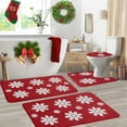 thumbnail image 1 of Christmas Bathroom Rug Set, Holiday Decor, Washable Non Slip Absorbent Christmas Snowflake Rugs 4 PC Set, Festive Carpet Set for Bathroom, Red Green Gray, 1 of 7