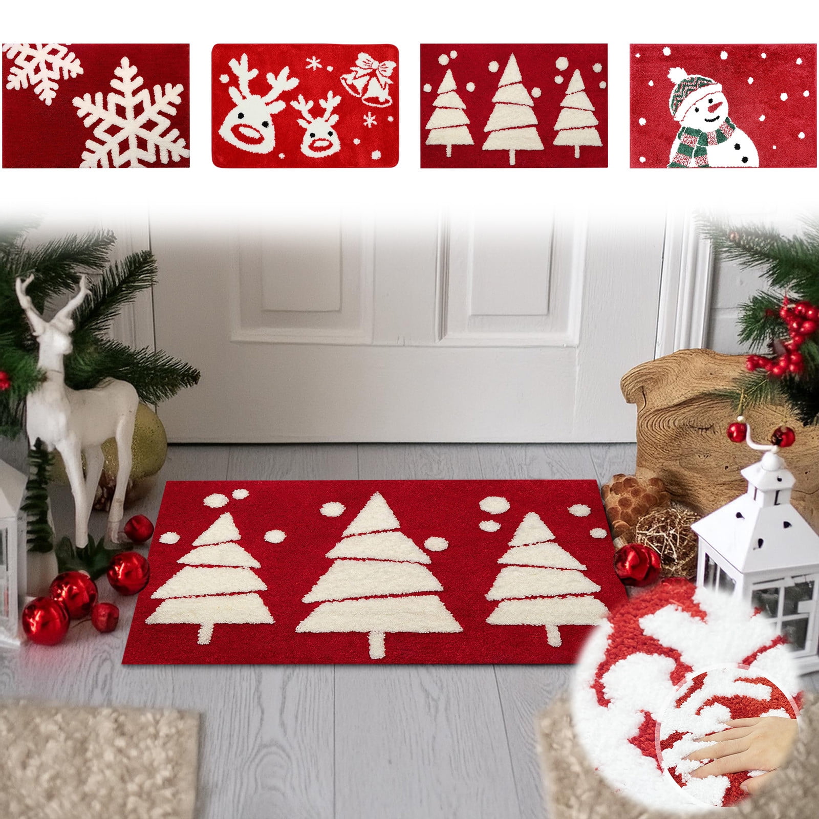 Christmas Bathroom Rugs 15.74鈥欌€橶 x 23.6鈥欌€橪 Non-Slip Rubber Back ...