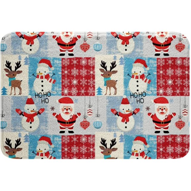 Christmas Bathroom Rugs Cute Santa Claus Snowman Door Mat for Teens