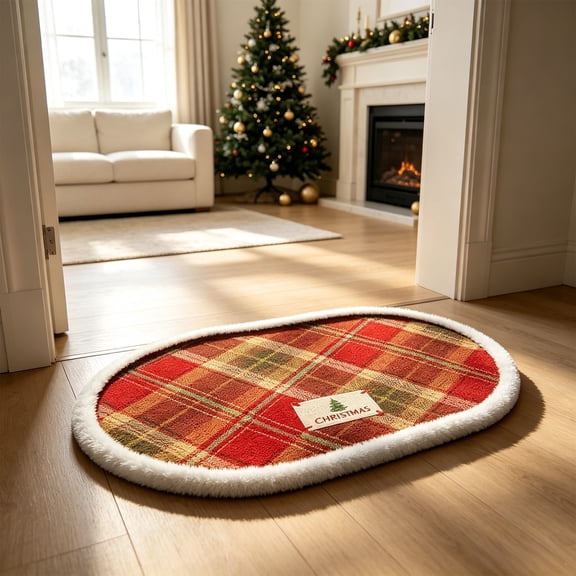 Christmas Bathroom Rugs, Extra Soft Absorbent Bath Rug Non Slip Washable Bathroom Mat Holiday Xmas Home Decor Indoor Bath Mat,Winter Themed Snow Bath Rug, 16"x24"