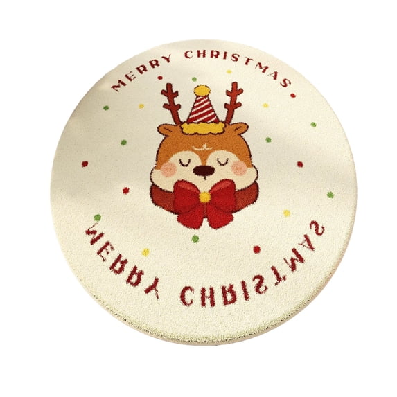 Christmas Bathroom Rugs Washable Round Christmas Tree Stars Mat Non Slip Absorbent Carpets Doormat for Living Dining Holiday Bedroom, Red