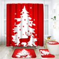 thumbnail image 1 of Christmas Bathroom Set with Shower Curtain and Rugs Accessories, Santa Claus Sleigh Reindeer Snowflake Shower Curtain for Bathroom, Winter Bathroom Decor 4 Pcs, 1 of 6