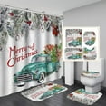 thumbnail image 1 of Christmas Bathroom Sets Decorations, Christmas Bathroom Sets Decor Merry Christmas Theme Shower Curtain and Bath Mat Set with Non-Slip Rug Toilet Lid Cover, 1 of 7