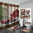 thumbnail image 1 of Christmas Bathroom Sets Decorations, Christmas Bathroom Sets Decor Merry Christmas Theme Shower Curtain and Bath Mat Set with Non-Slip Rug Toilet Lid Cover, 1 of 7