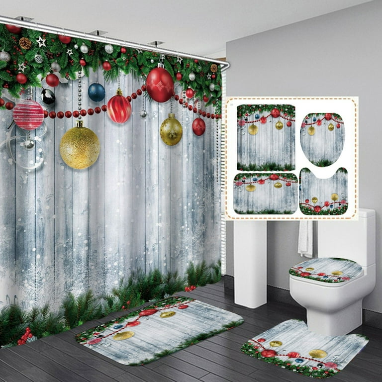 3D Lavender Flower Bathroom Shower Curtain Bath Mat Toilet Cover