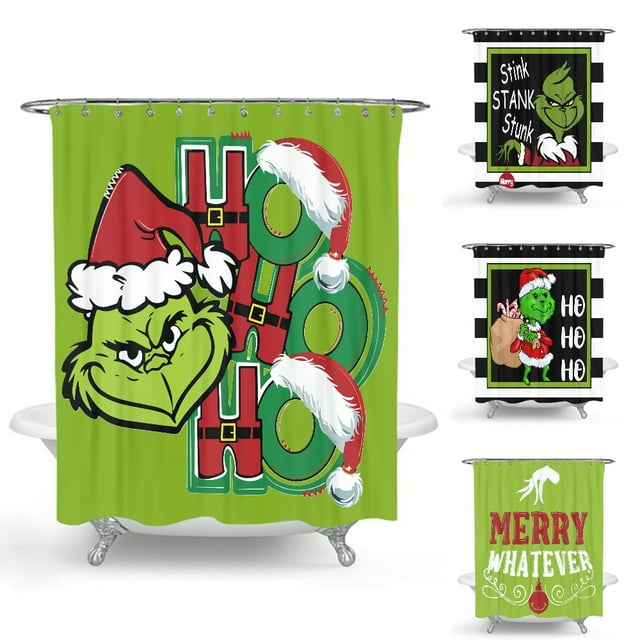 Christmas Bathroom Sets With Shower Curtain,Grinch Christmas Bathroom
