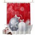 thumbnail image 1 of Christmas Bathroom Shower Curtain Grey Xmas Ball Snowflake Pine Leaf Red Background Waterproof Washable Shower Curtains for Bathtub Bath Decor with Grommets and Hook 72 X 84 Inch, 1 of 8
