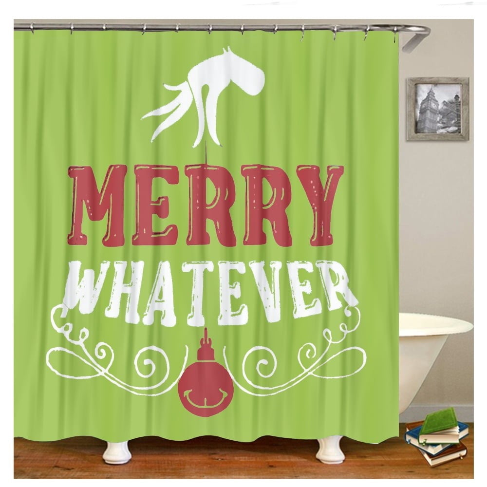 Christmas Bathroom Shower Curtain Non Slip Toilet Polyester Cover Mat ...