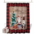 thumbnail image 1 of Christmas Bathroom Shower Curtain Retro Santa Claus Xmas Tree Gifts Red Plaid Wood Grain Waterproof Washable Shower Curtains for Bathtub Bath Decor with Grommets and Hook 36 X 72 Inch, 1 of 8