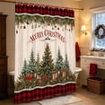 thumbnail image 1 of Christmas Bathroom Shower Curtain With Hooks - Holiday Waterproof Fabric Set(A), 1 of 6